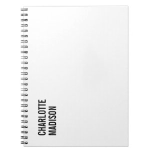 Modern Simple Black White Trendy Minimalist Plain Notebook