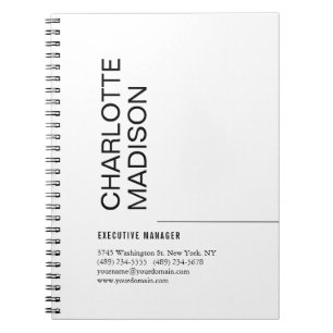 Modern Simple Black White Trendy Minimalist Plain Notebook