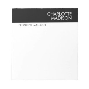 Modern Simple Black White Trendy Minimalist Plain Notepad