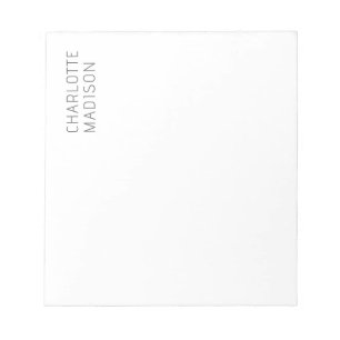 Modern Simple Black White Trendy Minimalist Plain Notepad