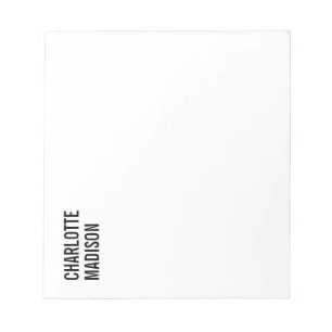Modern Simple Black White Trendy Minimalist Plain Notepad