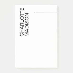 Modern Simple Black White Trendy Minimalist Plain  Post-it Notes