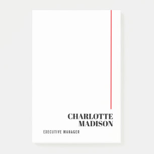 Modern Simple Black White Trendy Minimalist Plain  Post-it Notes