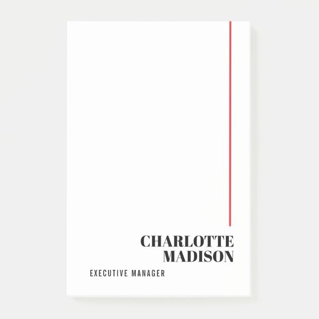 Modern Simple Black White Trendy Minimalist Plain  Post-it Notes (Front)