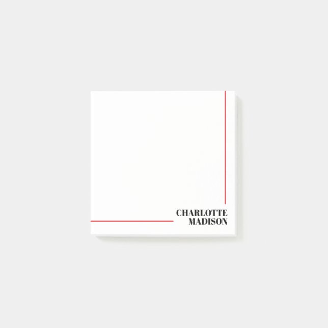 Modern Simple Black White Trendy Minimalist Plain  Post-it Notes (Front)
