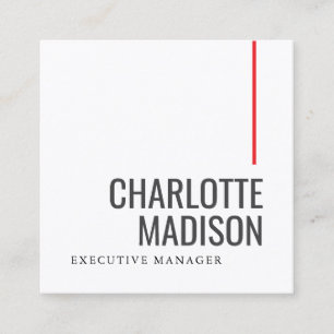 Modern Simple Black White Trendy Minimalist Plain Square Business Card