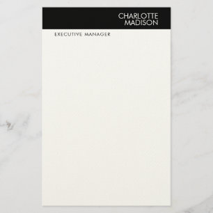 Modern Simple Black White Trendy Minimalist Plain  Stationery