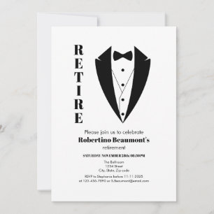 Modern Simple Black White Tuxedo 50th Birthday  Invitation