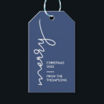 Modern Simple Blue  Merry Christmas Script Gift Tags<br><div class="desc">Add a contemporary touch to your holiday gifts with our Modern Simple Blue Merry Christmas Script Gift Tags. These tags are the perfect blend of minimalist design and festive cheer. The word 'Merry' is crafted in a stylish and trendy font, creating a focal point that is both modern and eye-catching....</div>