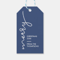 Modern Simple Blue  Merry Christmas Script