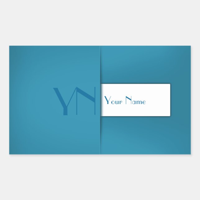 Modern Simple Blue Monogram Name Sticker (Front)