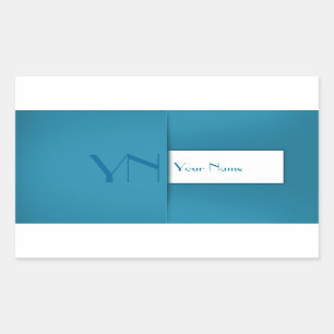 Modern Simple Blue Monogram Name Sticker