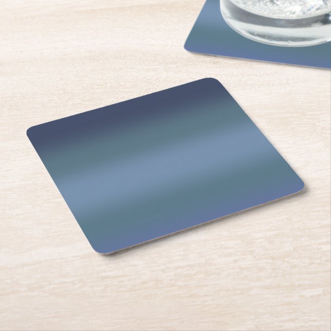 Modern Simple Blue navy Gradient Colour Square Paper Coaster (Angled)