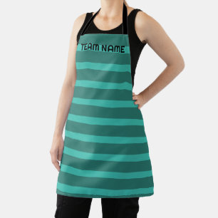 Modern Simple blue Navy Two Tone Stripe name Apron