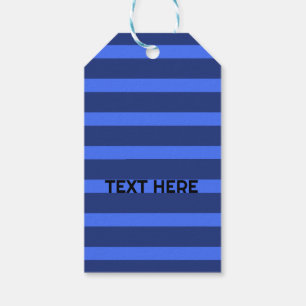 Modern Simple blue Navy Two Tone Stripe name Gift Tags
