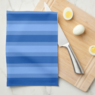 Modern Simple blue Navy Two Tone Stripe name Kitchen Towel