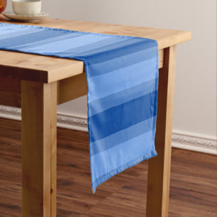 Modern Simple blue Navy Two Tone Stripe name Long Table Runner