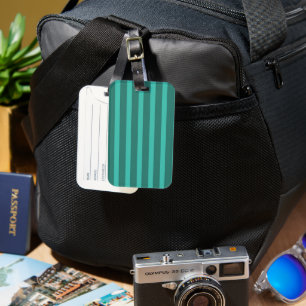 Modern Simple blue Navy Two Tone Stripe name Luggage Tag