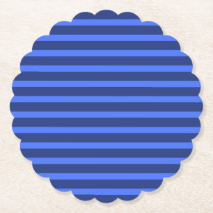Modern Simple blue Navy Two Tone Stripe name Paper Coaster