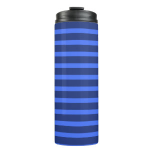 Modern Simple blue Navy Two Tone Stripe name Thermal Tumbler