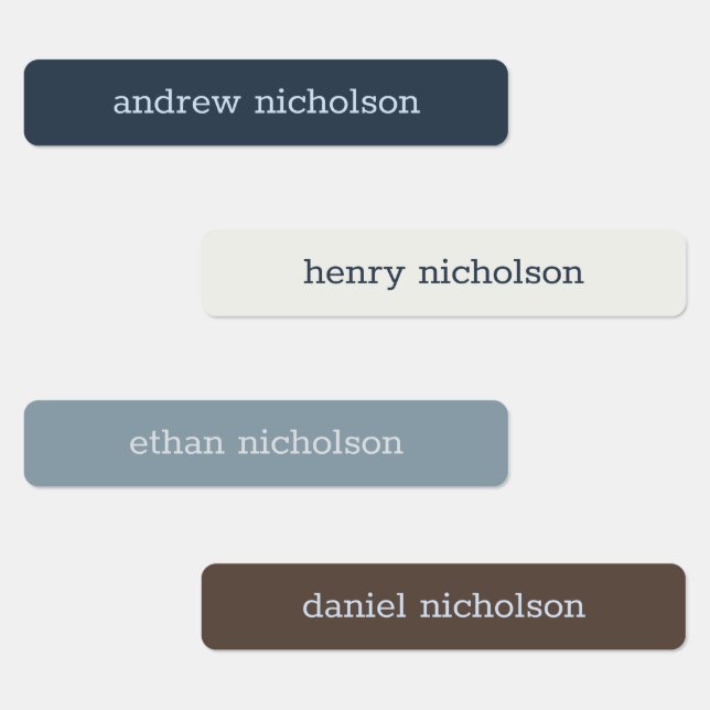 Modern Simple Blue Neutral Waterproof Name Labels (Group)