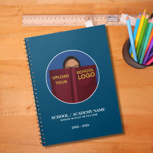 Modern Simple Blue School Logo Tag line Planner Notebook