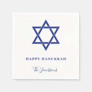 Modern Simple Blue Star of David Hanukkah Napkin