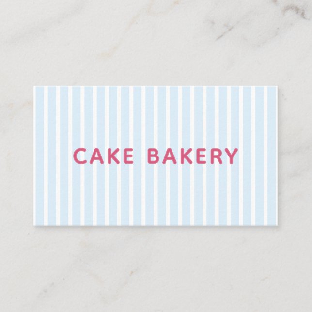 Modern Simple Blue Stripes Bakery Business Card (Front)