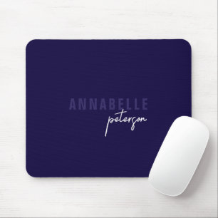 Modern Simple Blue & White Minimal Script Mouse Pad