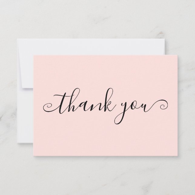 Modern Simple Blush Pink Custom Business Thank You Card (Front)