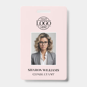 Modern Simple Blush Pink Minimalist Employee Photo Badge
