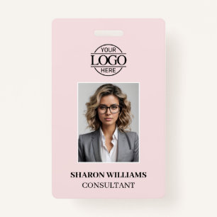 Modern Simple Blush Pink Minimalist Employee Photo Badge