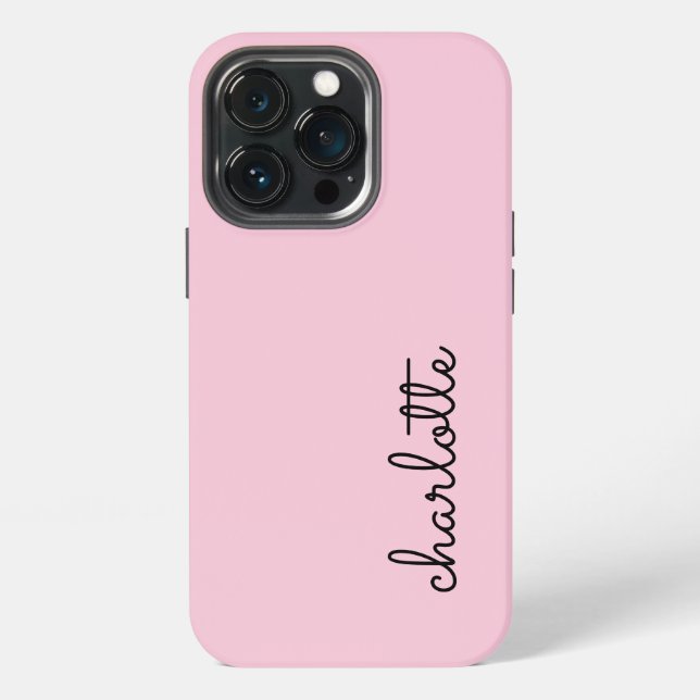 Modern Simple Blush Pink Script Style Monogrammed iPhone Case (Back)