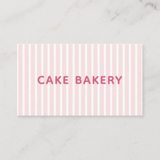 Modern Simple Blush Stripes Bakery Business Card (Front)