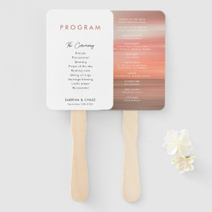 Modern Simple Blush Wedding Programs Hand Fan