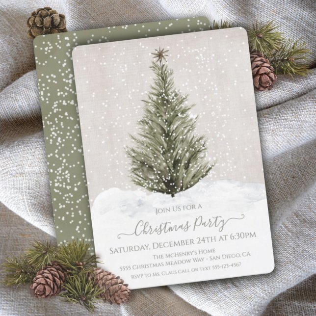 Modern Simple Boho Christmas Tree Party Invitation (Creator Uploaded)