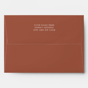 Modern Simple Boho Terracotta Burnt Orange Wedding Envelope