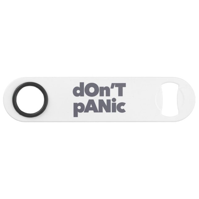 Modern, simple, bold cool graphic of Don't Panic Bar Key (Front (Horizontal))