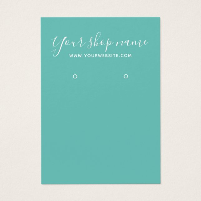 Modern simple bold teal earring display card (Front)