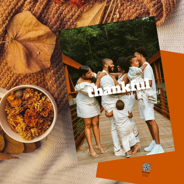 Modern Simple Bold Text Thanksgiving Photo Card (Creator Uploaded)