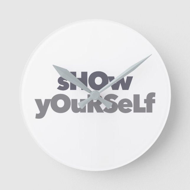 Modern, simple, bold, urban design Show Yourself Round Clock (Front)