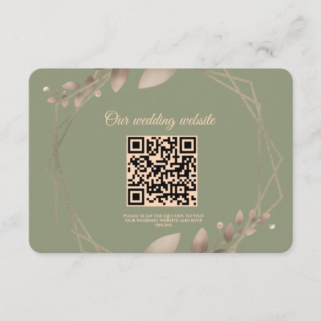 Modern Simple botanical elegant sage green gold  Enclosure Card (Front)