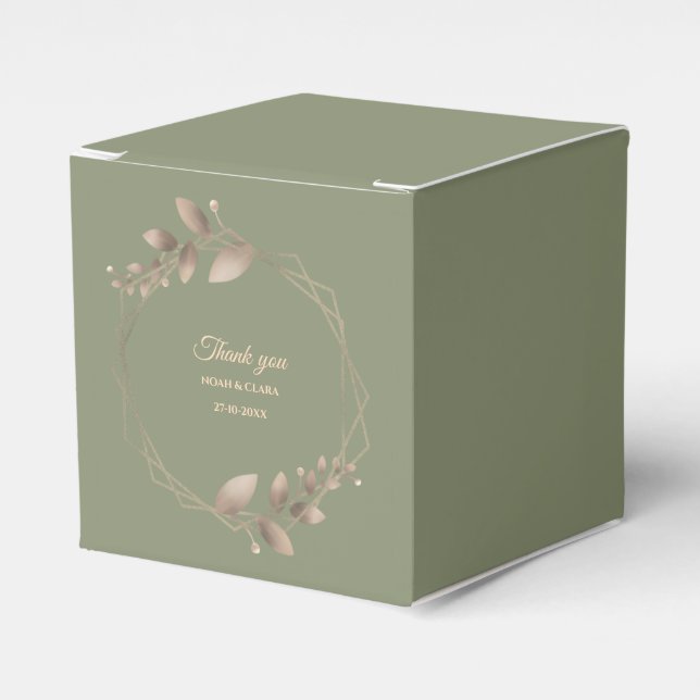 Modern Simple botanical elegant sage green gold  Favor Box (Front Side)