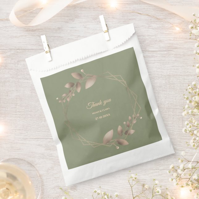 Modern Simple botanical elegant sage green gold  Favour Bag (Clipped)