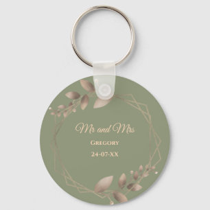 Modern Simple botanical elegant sage green gold Keychain