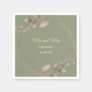Modern Simple botanical elegant sage green gold  Napkin