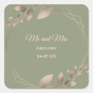 Modern Simple botanical elegant sage green gold  Square Sticker