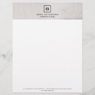 MODERN & SIMPLE BOX LOGO on GRAY WOODGRAIN Letterhead