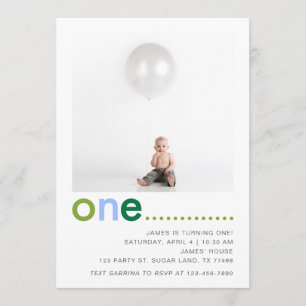 Modern Simple Boys First Birthday Party Invitation