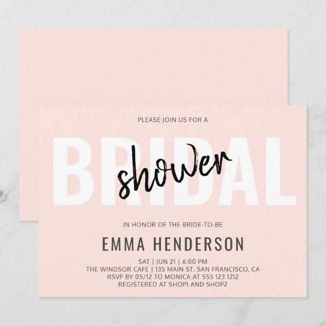 Modern Simple Bridal Shower Invitation (Front/Back)